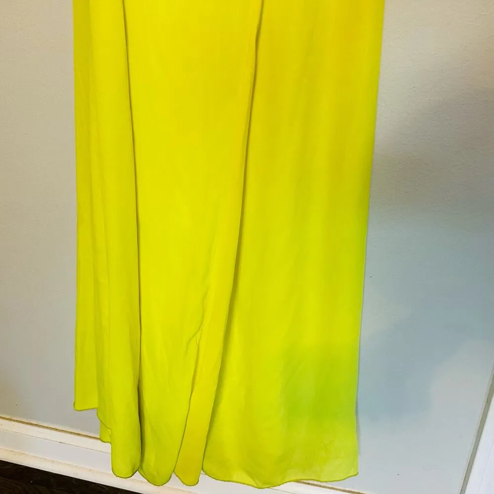 Jay Godfrey Neon Yellow Georgette Zipper Fully Lined High Slit Gown Dress Size 2 - Image 12