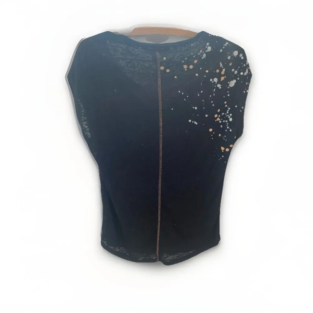 Y2K Vintage Feather Wings Black Burnout Tee T-shirt Women's XS Goth Rocker Angel - Image 5