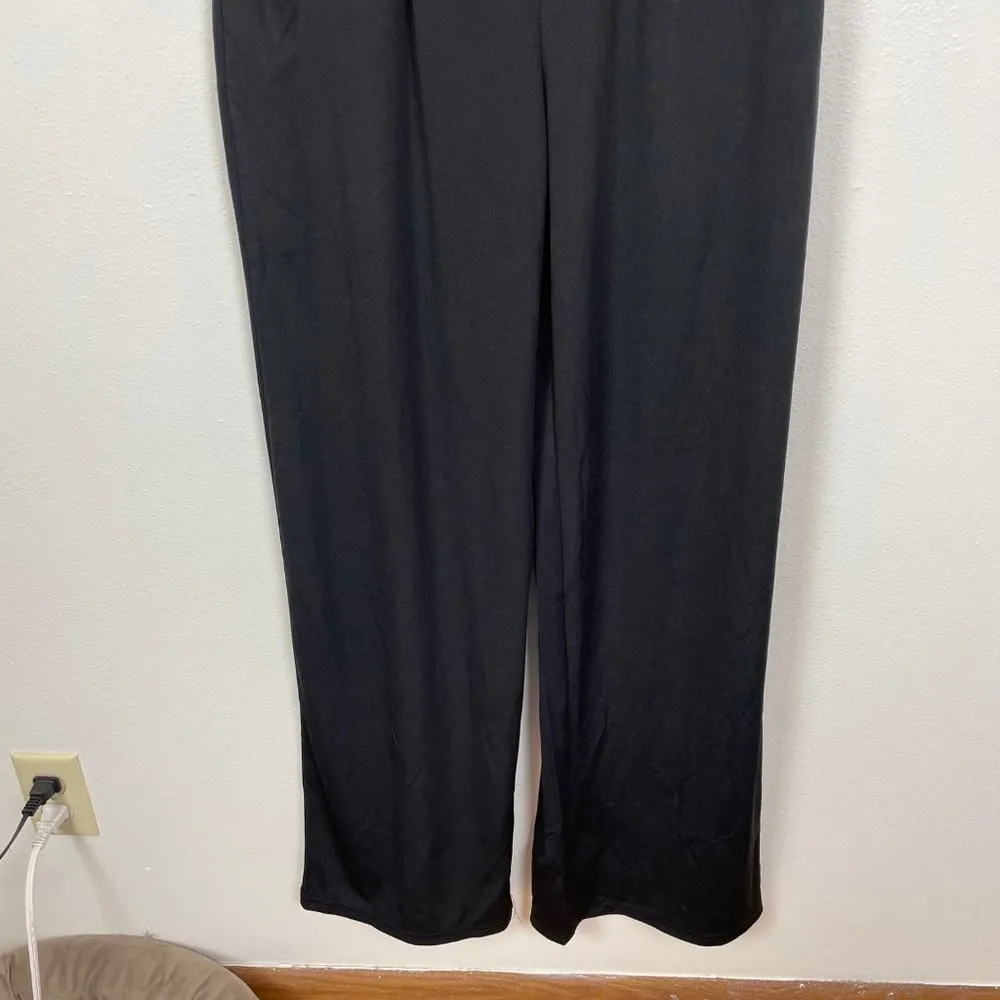 Unbranded Woman's Sz L Black Sleeveless Wrap Top Jumpsuit V Neck Gold‎ Accents Size L - Image 3