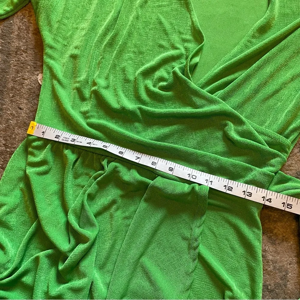 ASOS Vibrant Green Stretch Knit Long Sleeve Wrap Style Mini Dress Size 8 - Image 3