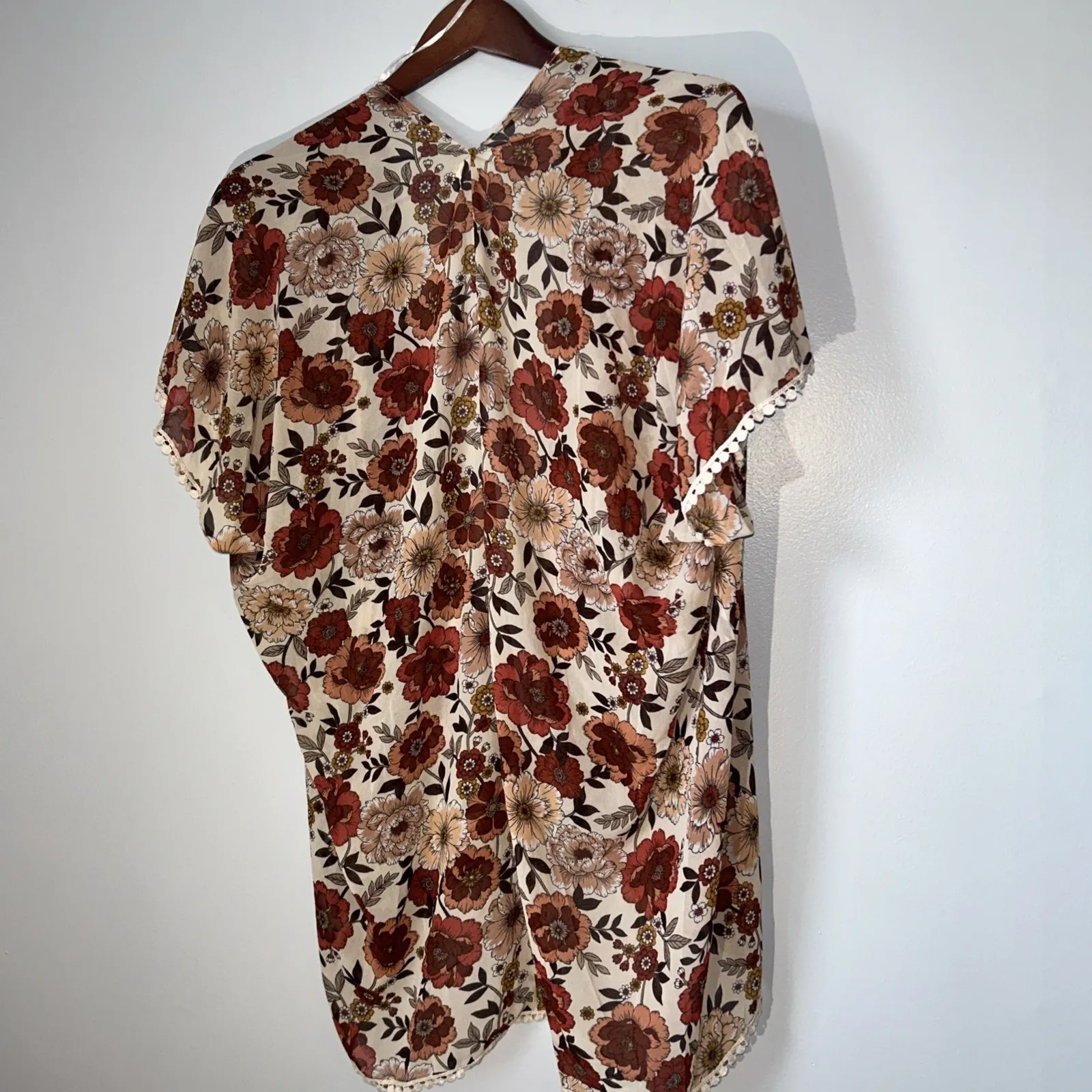 Roommates Kimono M Antique Floral Roses‎ Woven Cover Up Casual Boho Whimsigoth - Image 4