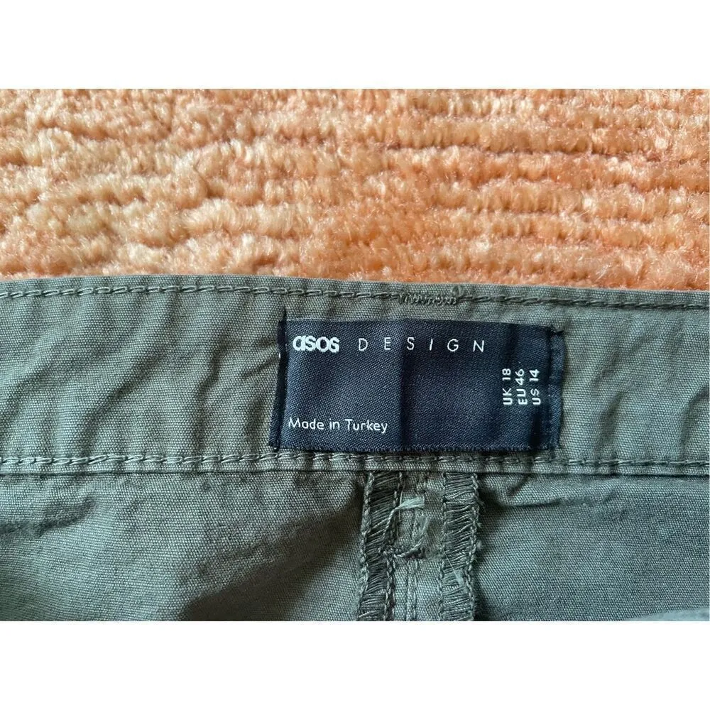 ASOS DESIGN bellow pocket mini skirt in khaki - Image 2