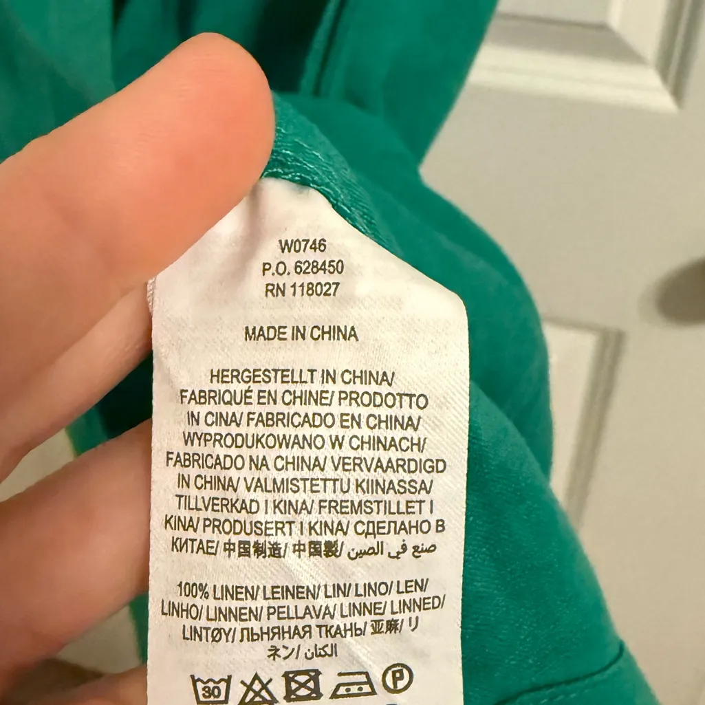 BODEN Evie Linen Shirt Dress Size 4P Green - Image 6