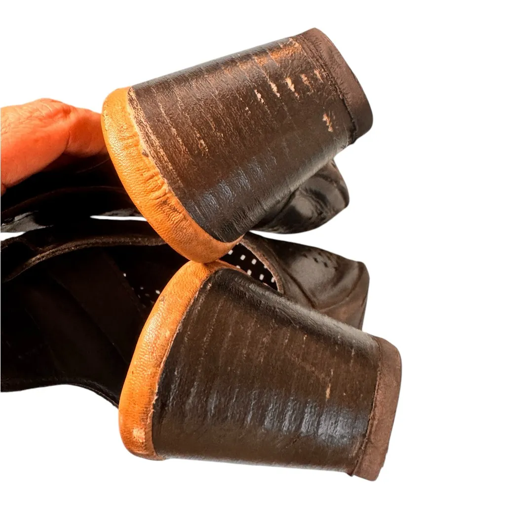 BOC Thebe Women’s Black Leather Slingback Block Heel Perforated Sandals 7 in GUC - Image 8