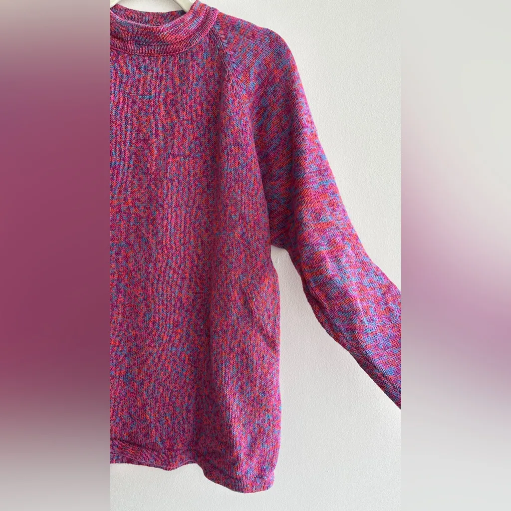 Vintage Multicolored Crewneck Camping Sweater, Size Large (14/16) Pink - Image 5