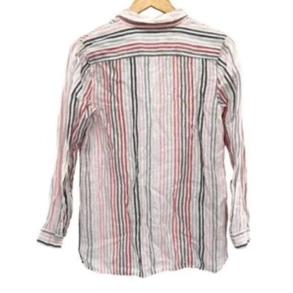 J. JILL Love Linen Essential Striped Button Up Shirt - Image 9