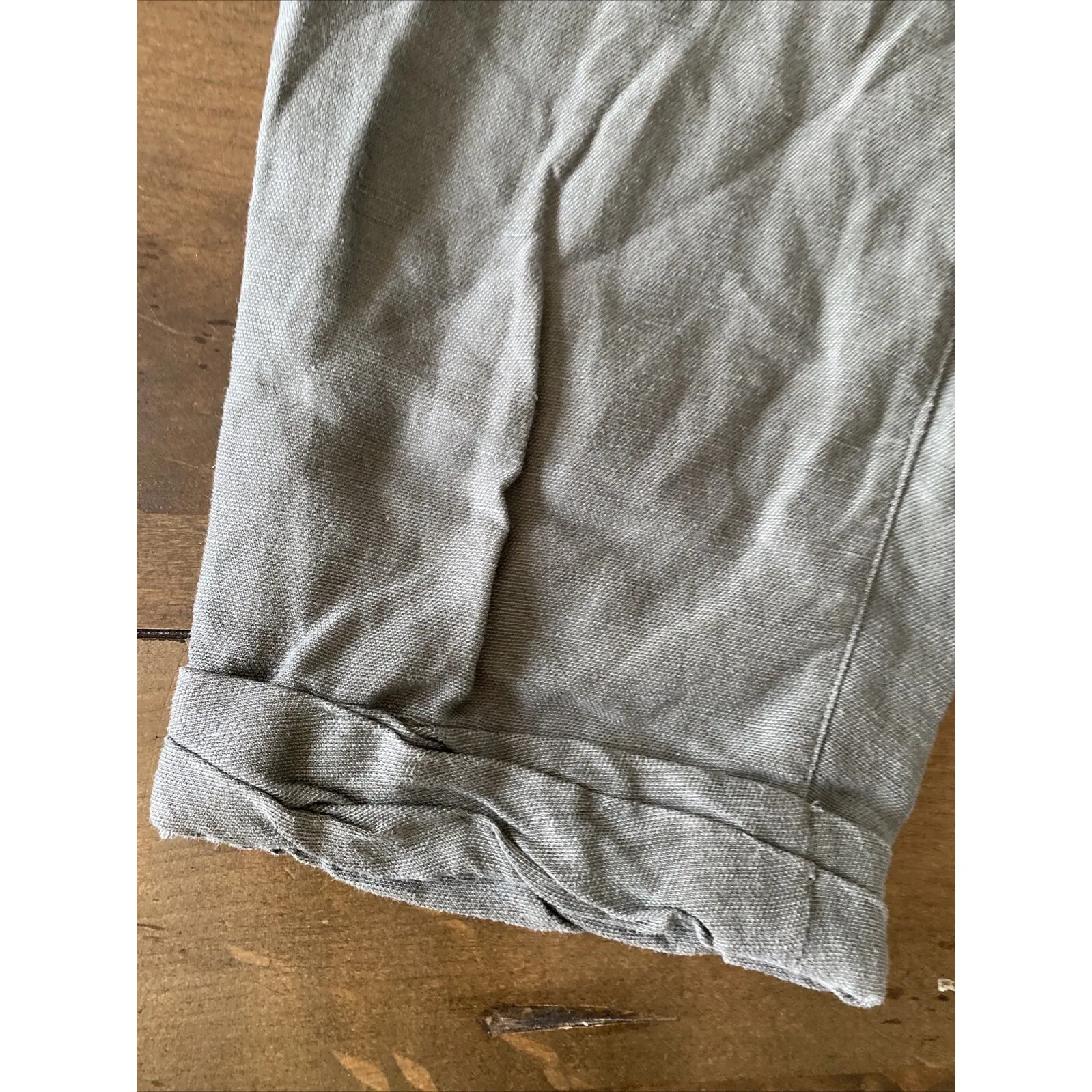 Wilfred Aritzia Cuffed Drawstring Green Linen Blend Casual Pants Vacation 8 - Image 2