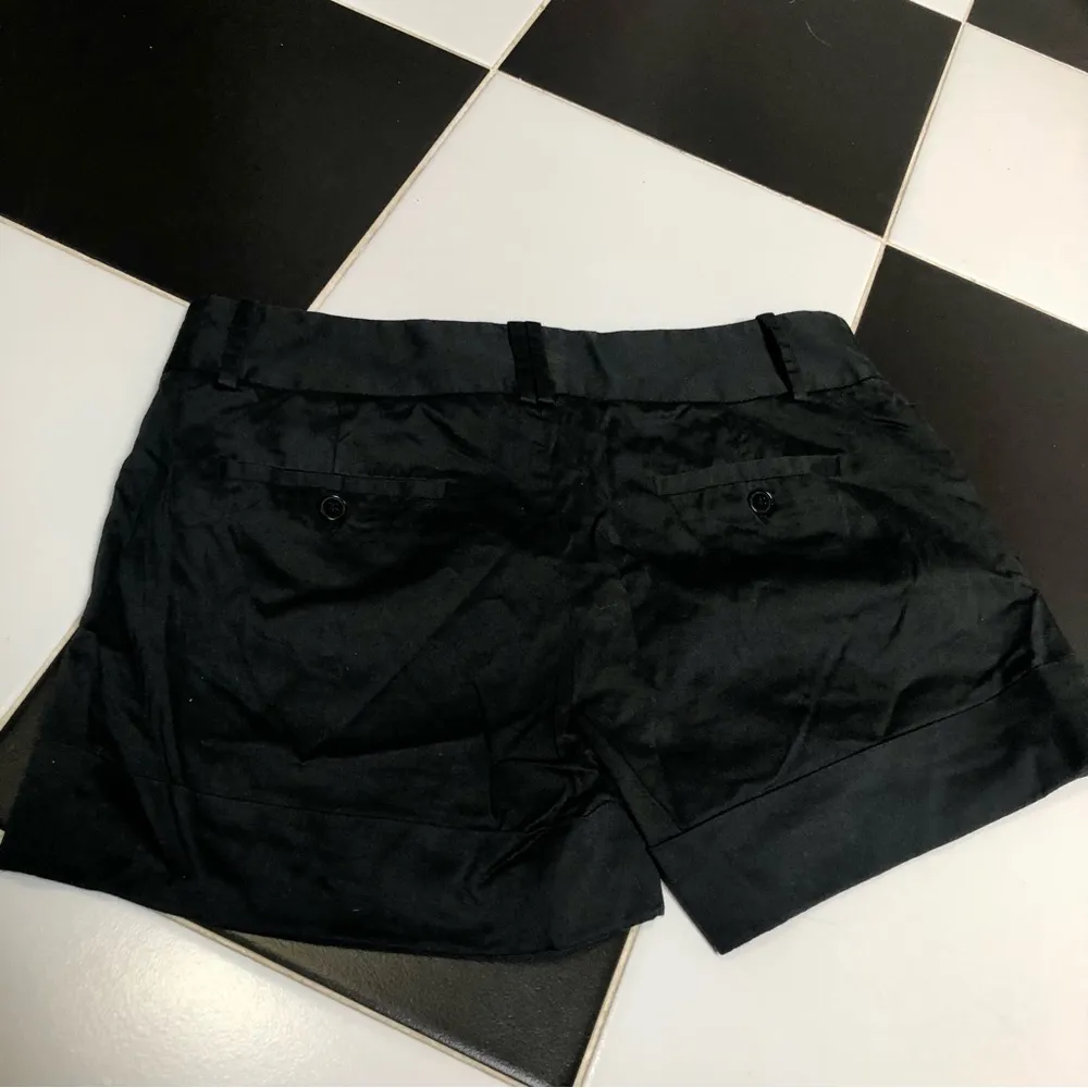 Black Chino Shorts Rolled Hem Flat Front Back Pockets Casual Classic size L - Image 7