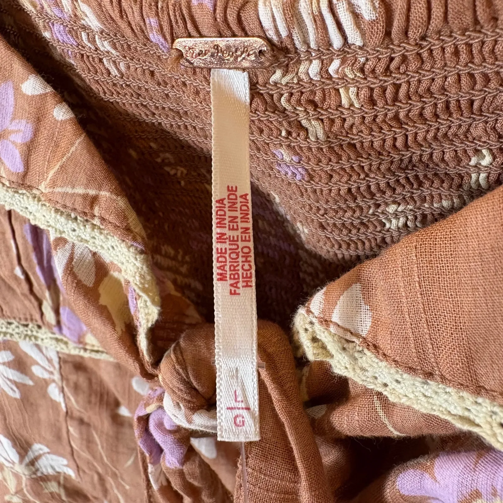 Free People Call Me Baby Cap Sleeve Button Up Shirt in Meerkat Combo Size Large - Image 5