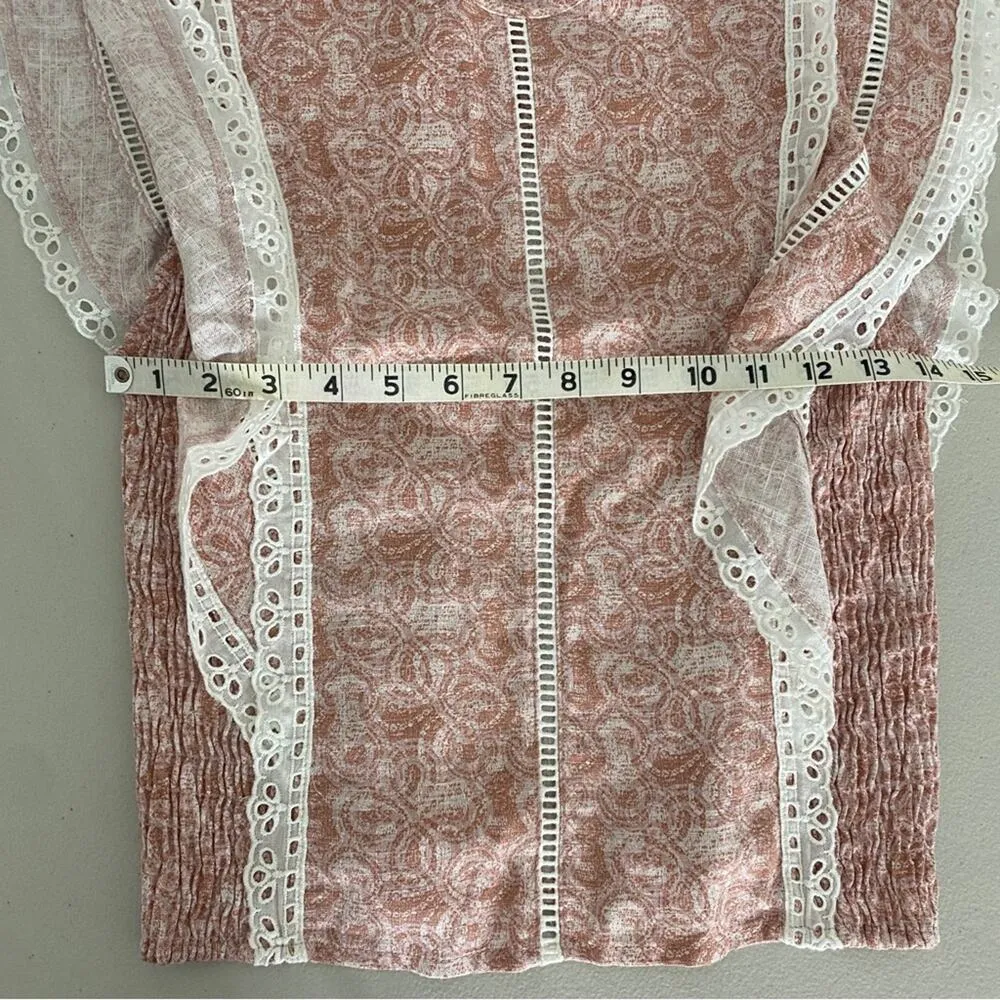 Misa Los Angeles Nilu Eyelet Lace Linen Top in Washed Tile Dusty Rose Small NWT - Image 11