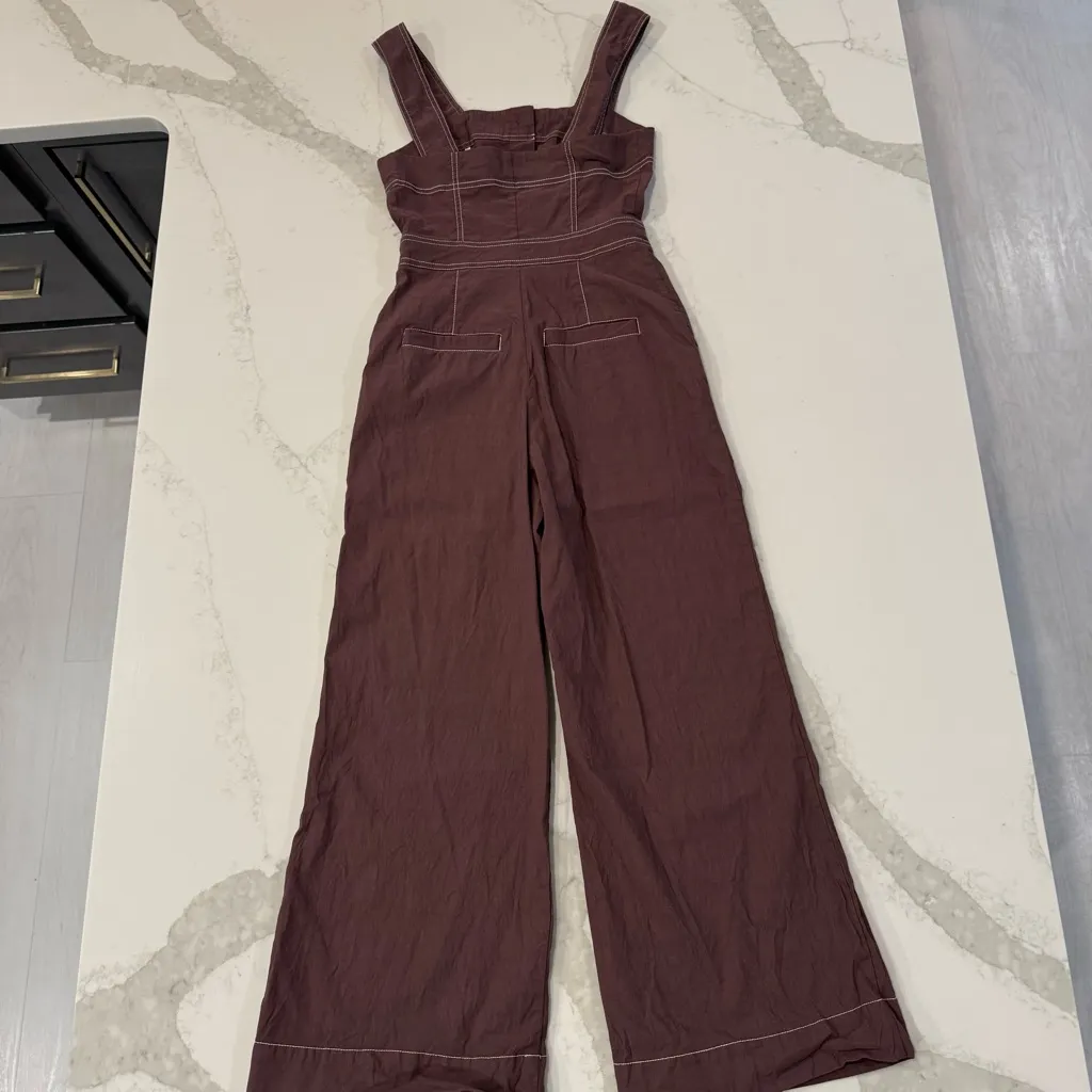 Maeve by Anthropologie The Colette Portside Button Front Jumpsuit Womens 2 Brown - Image 8