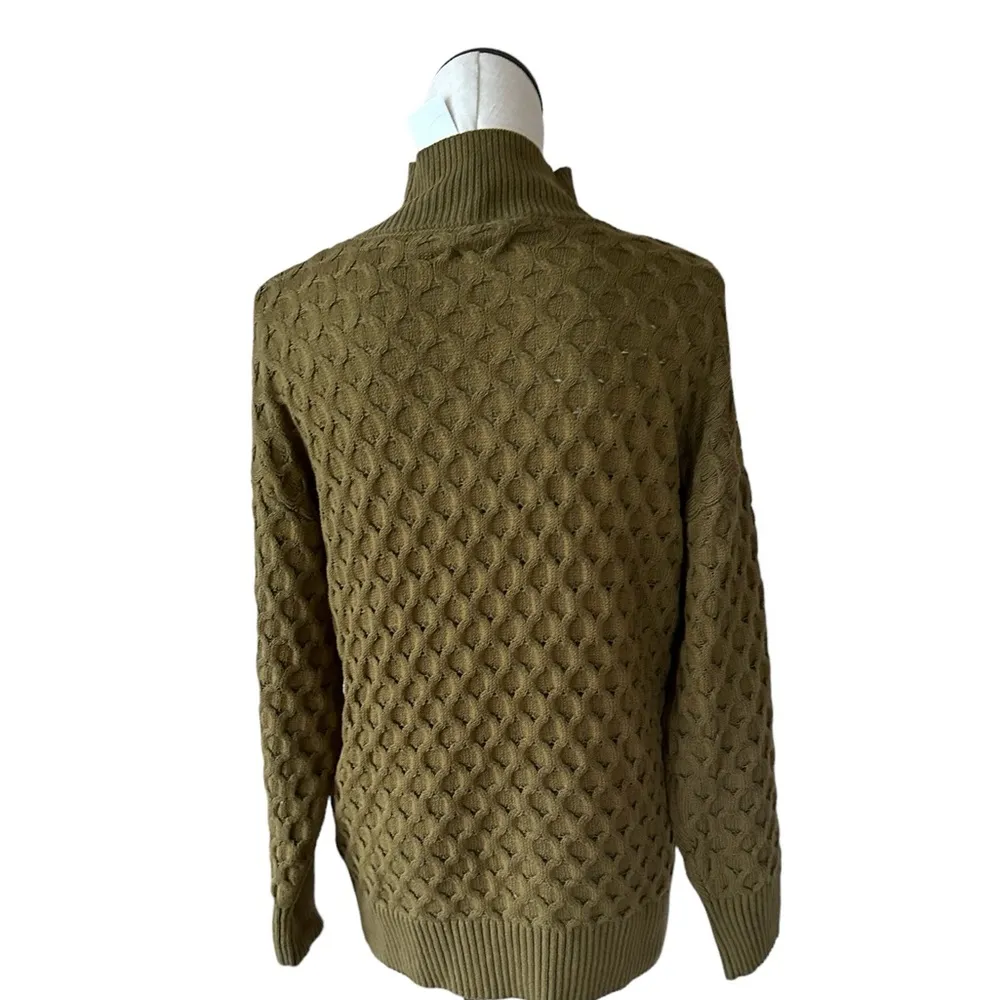 NWT Knox Rose Women's Mock Turtleneck Sweater Olive Green Textured Small - Image 9