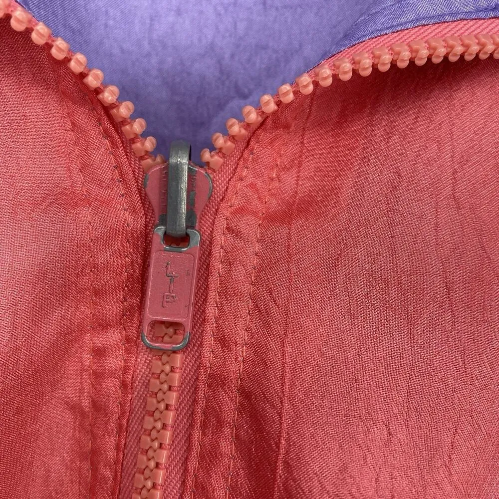 Vintage 80’s Full Zip Reversible Neon Wind Breaker Women’s Size L Purple Size L - Image 9