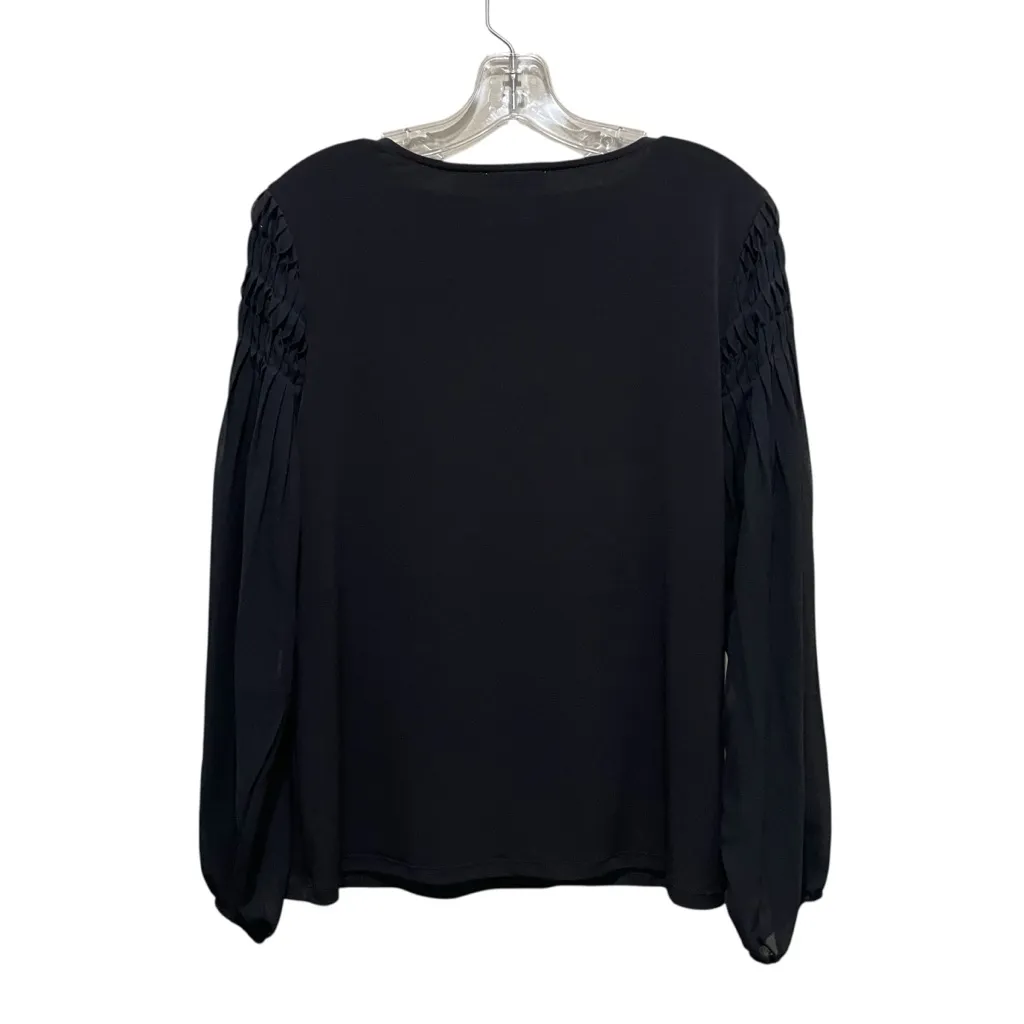 Calvin Klein Smocked Sheer Long Sleeve Sleeve Blouse Black Women’s Size Medium - Image 5
