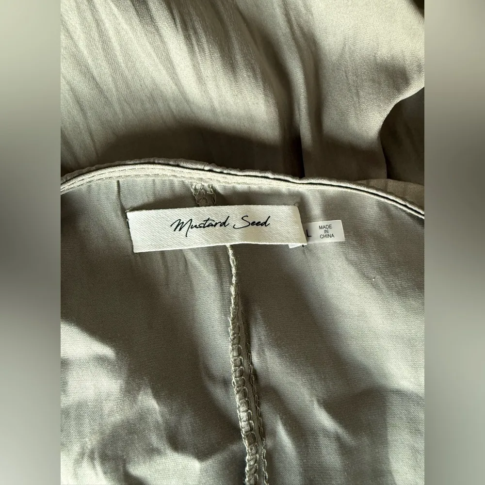 Mustard Seed Olive Green V Neck Tie Maxi Dress, Size Large - Image 6