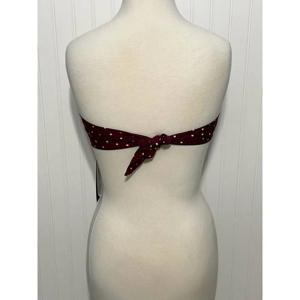 Vix‎ Paula Hermanny Lola Polka Dot Basic Bandeau Large Strapless Bikini Swim Top Red - Image 11