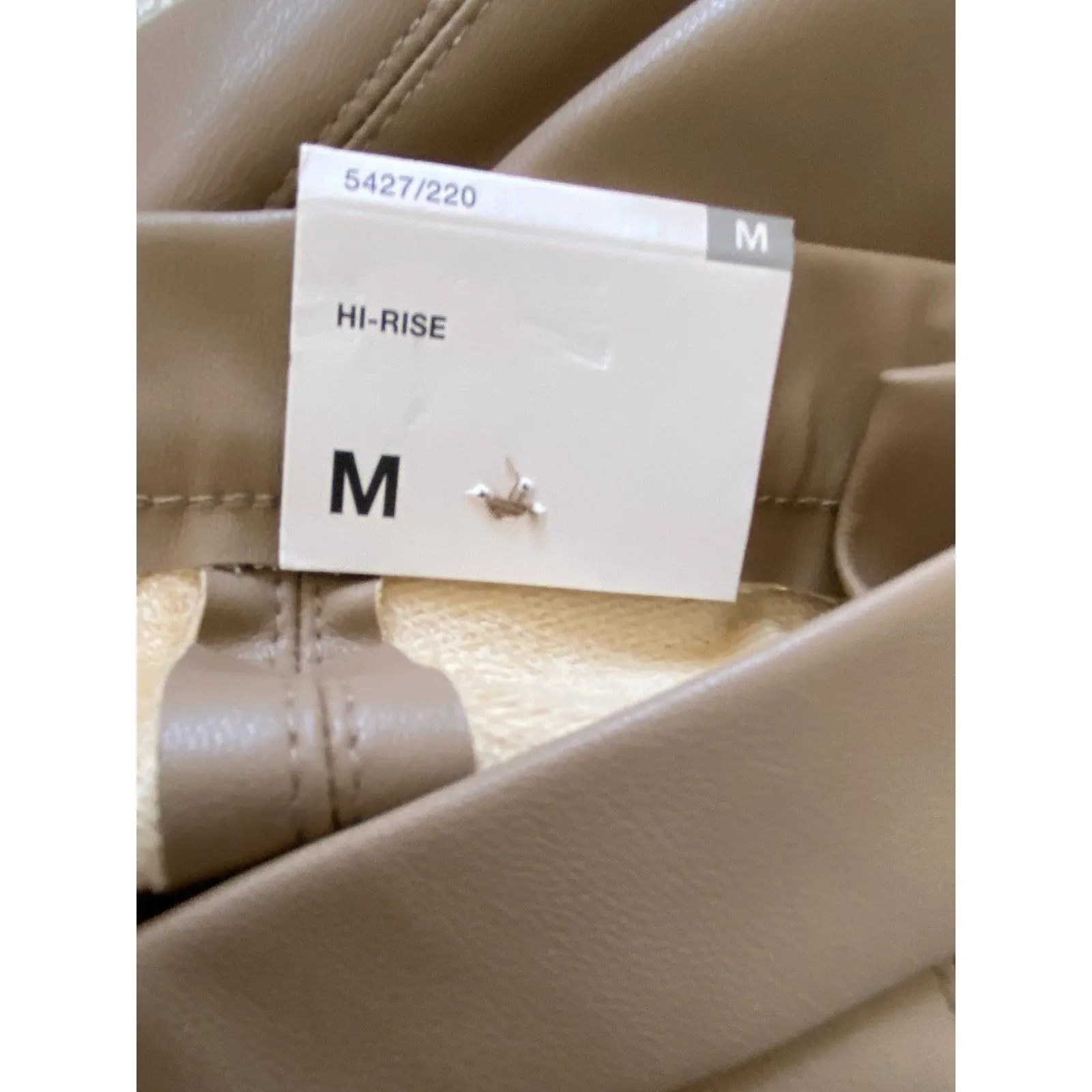 NWT Zara Camel Faux Leather High Rise Skinny Size Zipper Leggings Sz M - Image 12