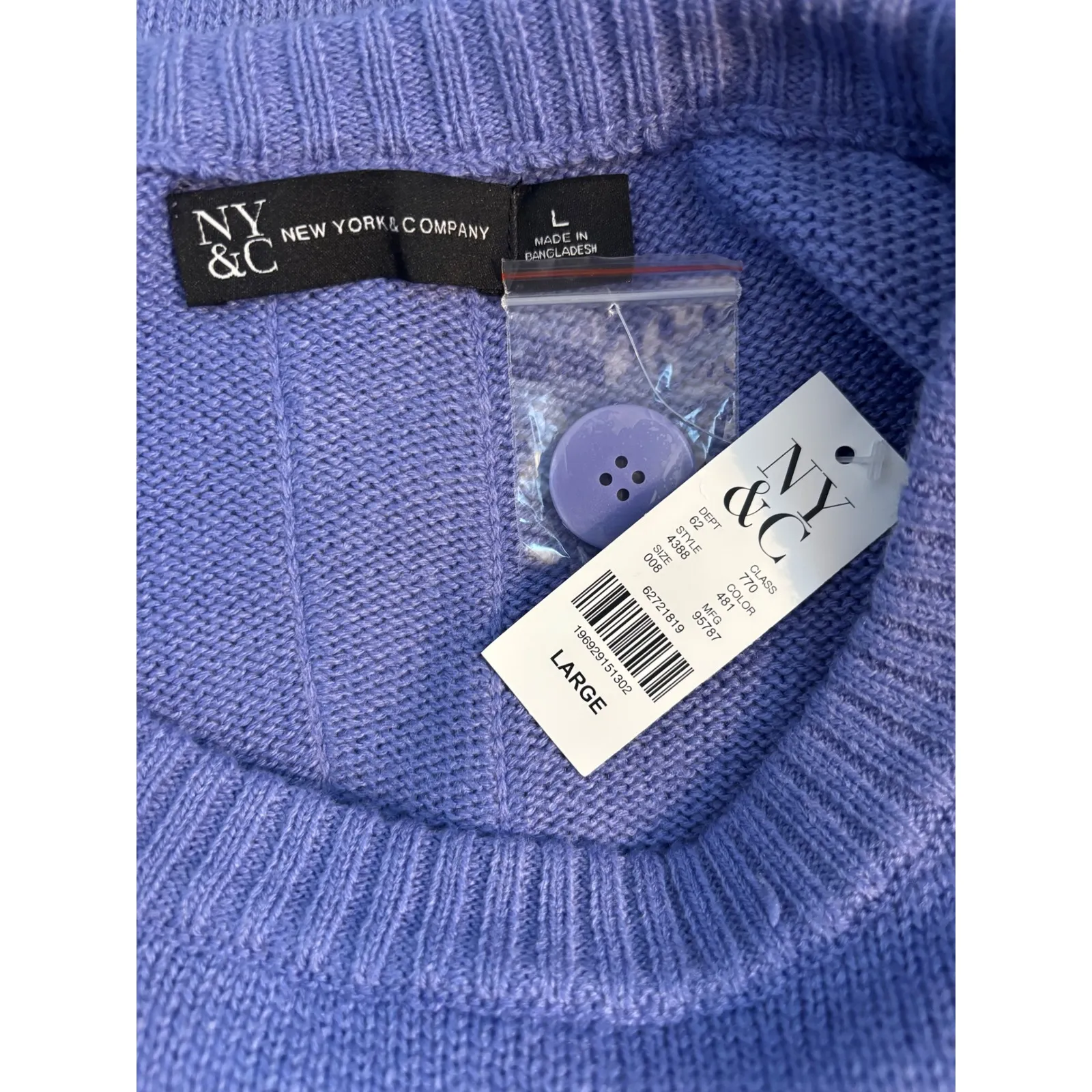 New York & Company Purple Lavender Button-Back Sweater Dress Size Large NWT - Image 2