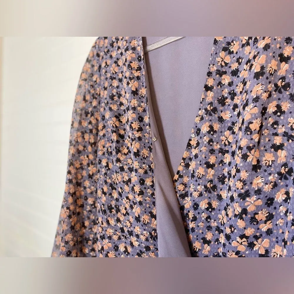 1. State Purple Multicolor Floral Long Sleeve Wrap Dress - Image 5