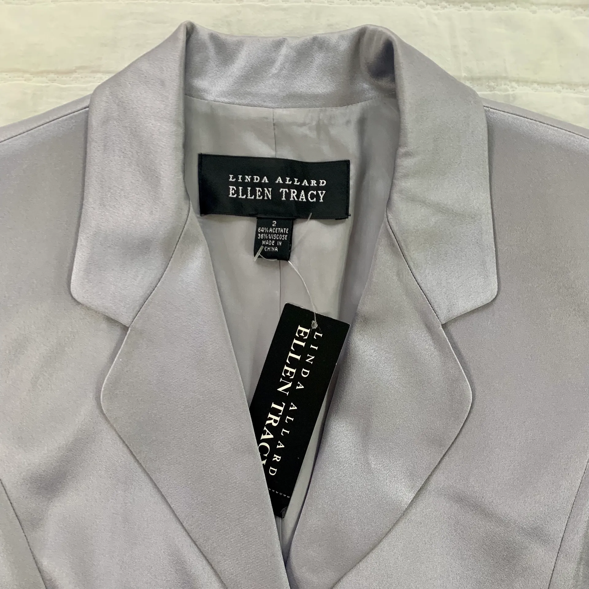 Ellen Tracy Linda Allard  Silk Gray Blue Oversized Blazer Jacket Size 2 - Image 8