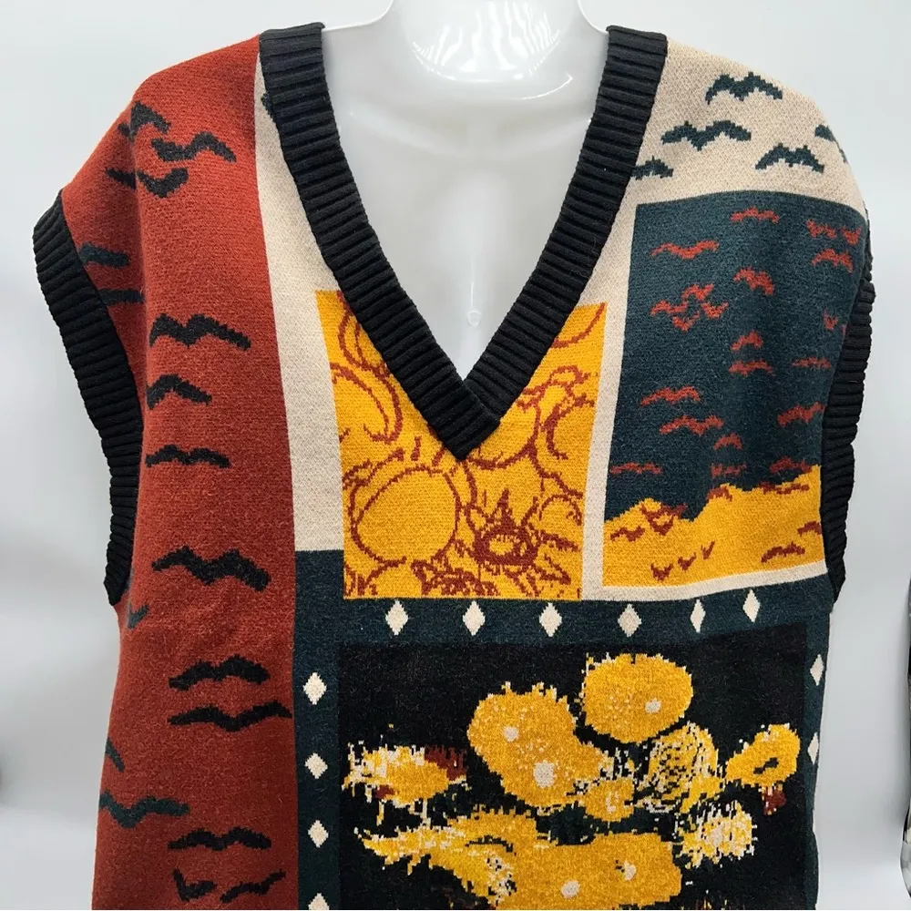 Vincent Van Gogh Collection Lace Up Back (or Front) Pattern Sweater Vest - Image 9