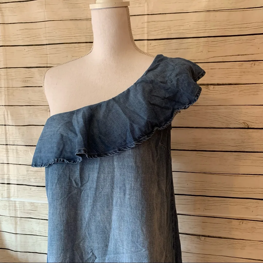 Anthro Cloth & Stone One Shoulder Chambray Dress - Image 6