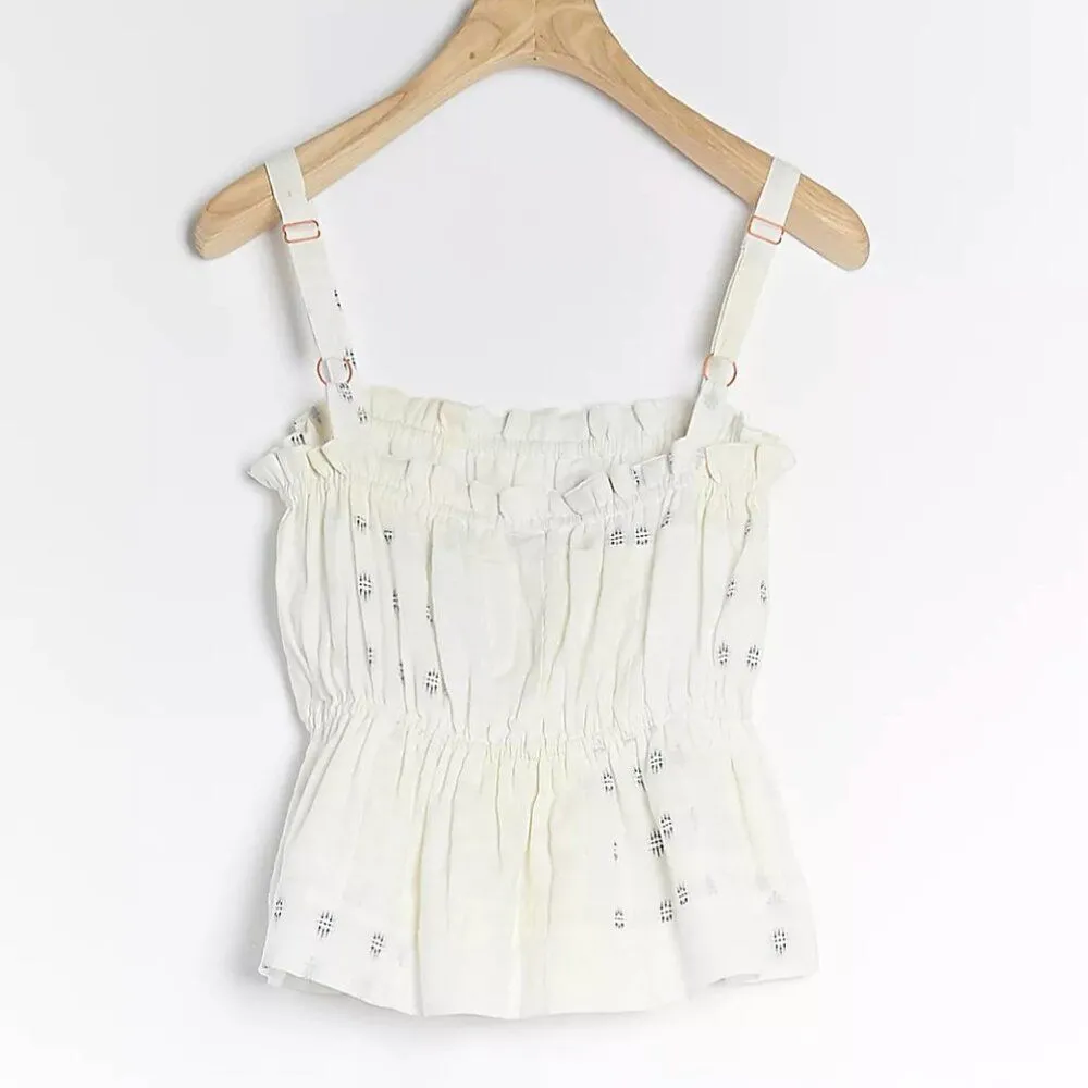 Anthropologie The Odells Madelyn Ruffled Cami Tank Top White (xsmall) stretchy - Image 8