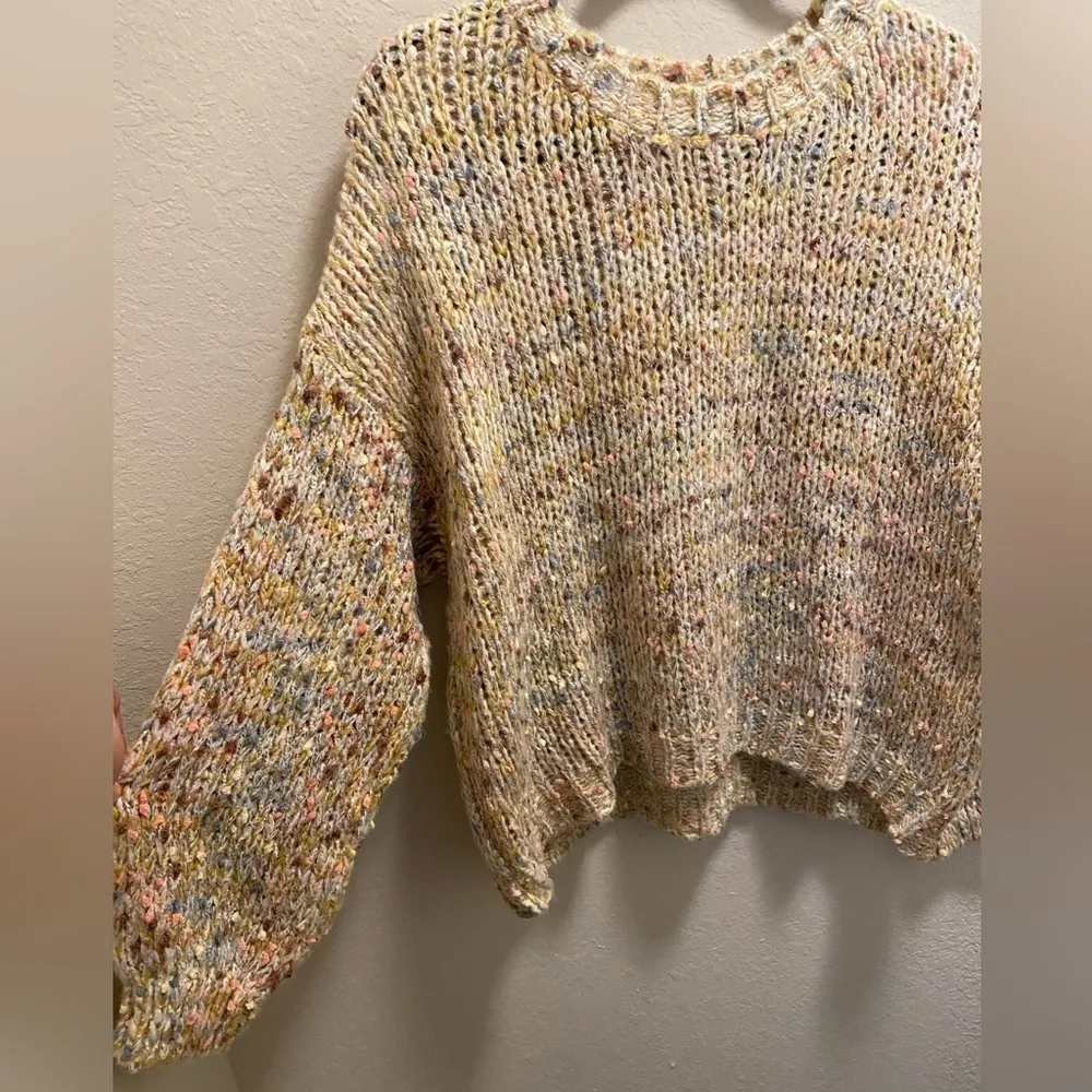 Lulu's Keep You Warm Beige Multi Chunky Knit Sweater Size Large - Image 6