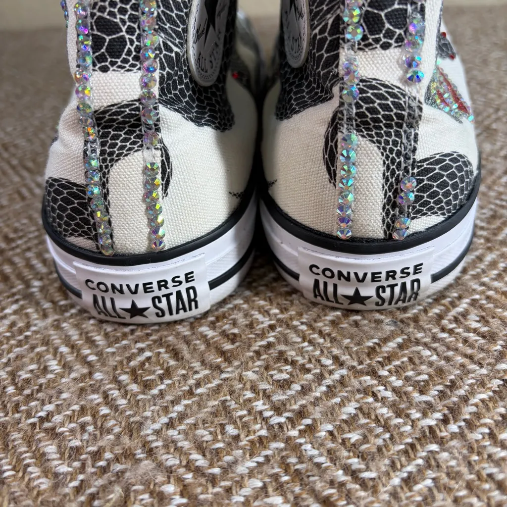 Converse Chuck Taylor All Star High-Top Snake Custom White Black Mens 7.5 W 9.5🐍 - Image 7