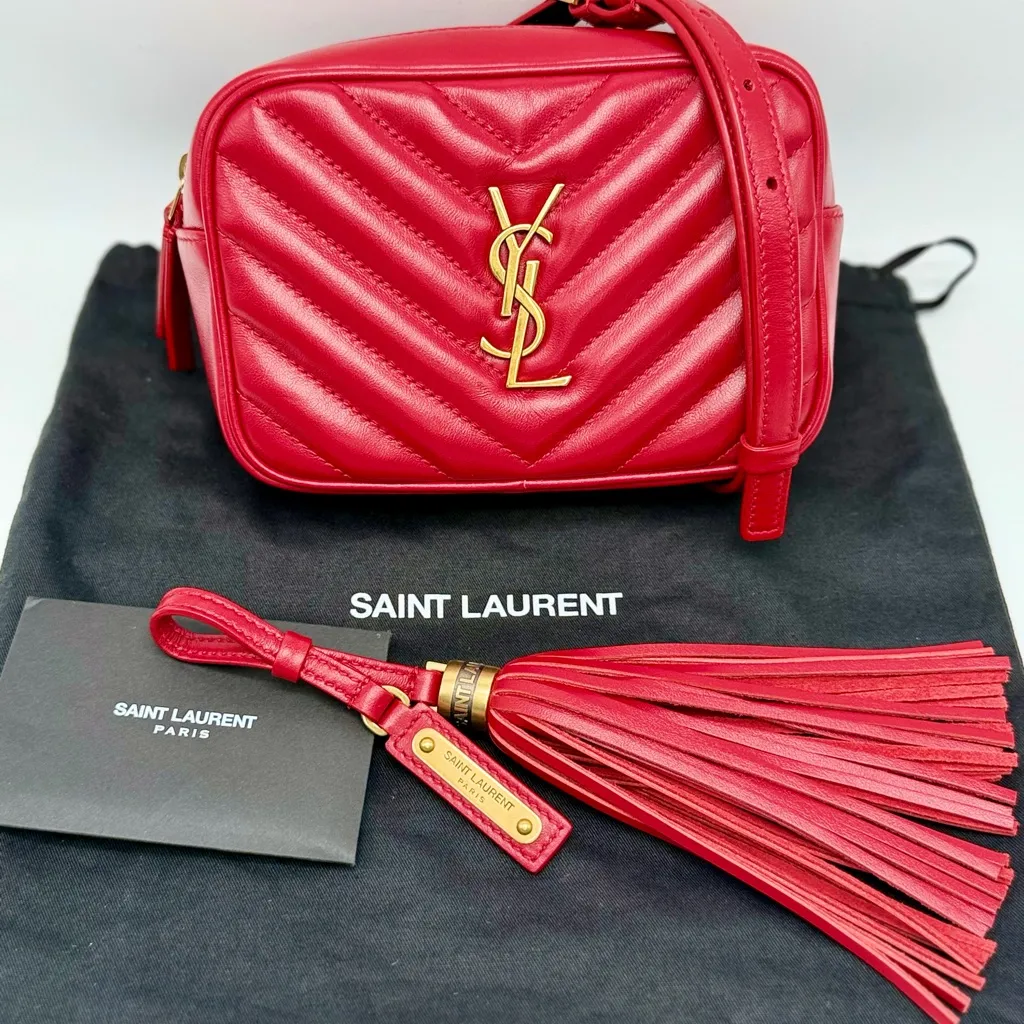 Saint Laurent Lou Mini Belt Bumbag Cherry Red Quilted Lambskin Crossbody - Image 1