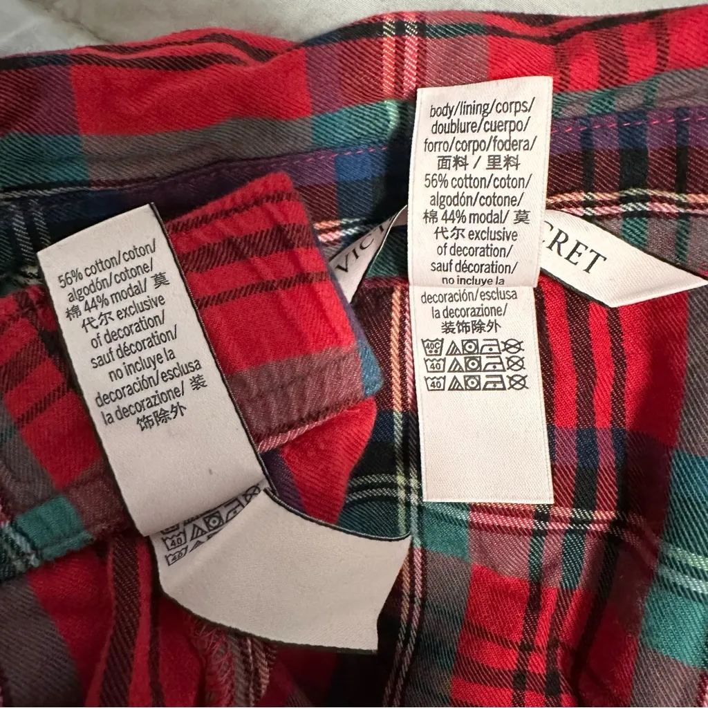 Victoria's Secret Plaid Pajama Set Red Multi Women’s Size Medium Holiday - Image 11