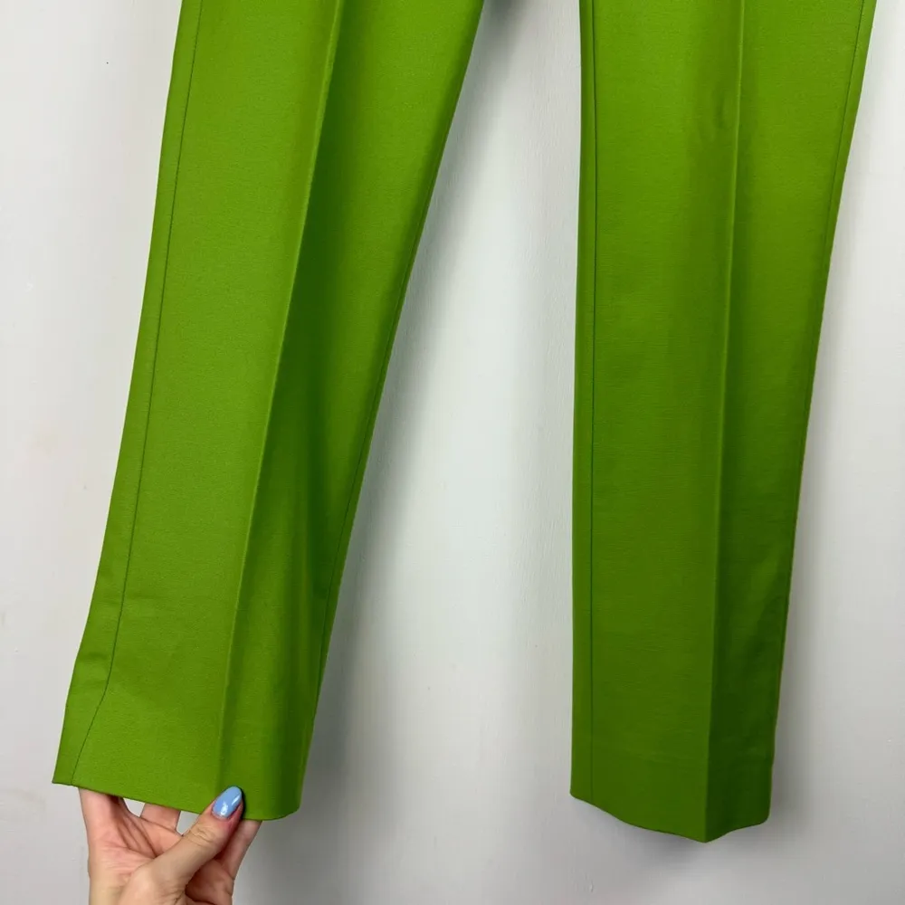 Lafayette 148 Pleat Trousers Sz 0 Green Slim Cut Tapered Dress Pants - Image 8