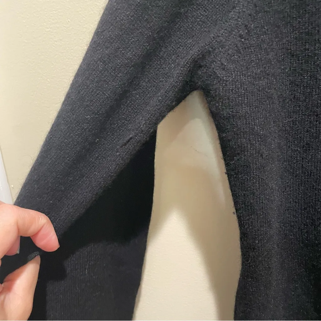 Melinda Eng Black Beaded Cashmere Silk Lined Cardigan Sweater Women’s Large - Image 8