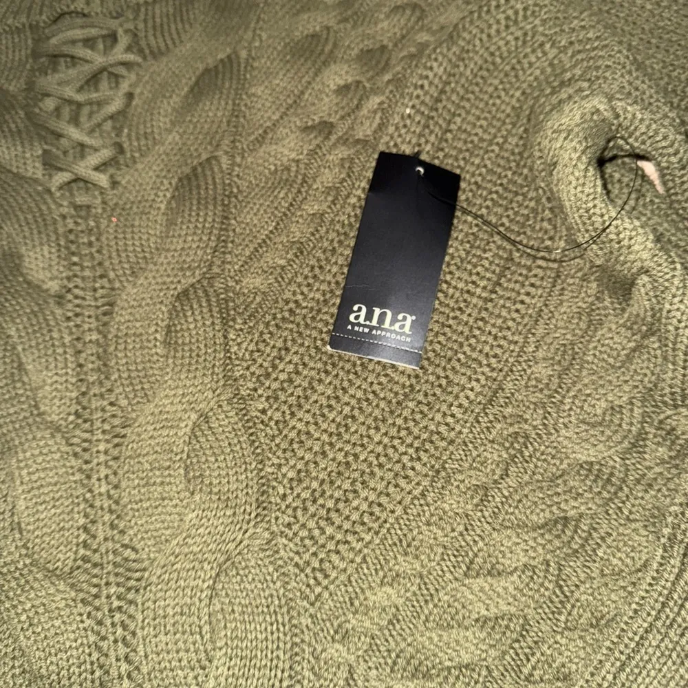 a.n.a Olive Crew Neck Cable Knit Sweater - Image 2
