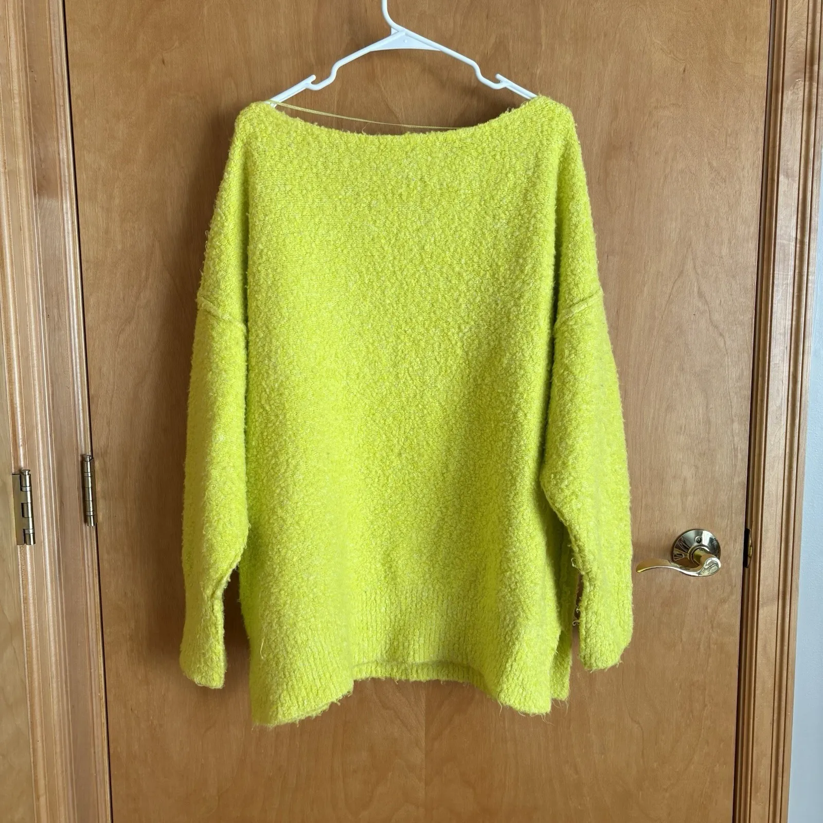 Free People Small‎ Citron Yellow Moira Slouchy Tunic Sweater Wool Blend Relaxed - Image 4