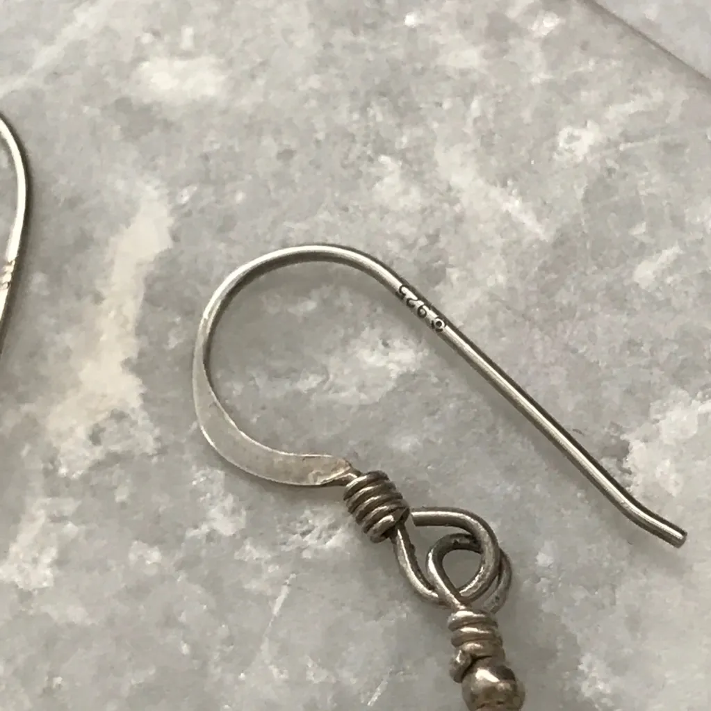 Glass Bead & Sterling .925 French Wire Earrings Blue - Image 4