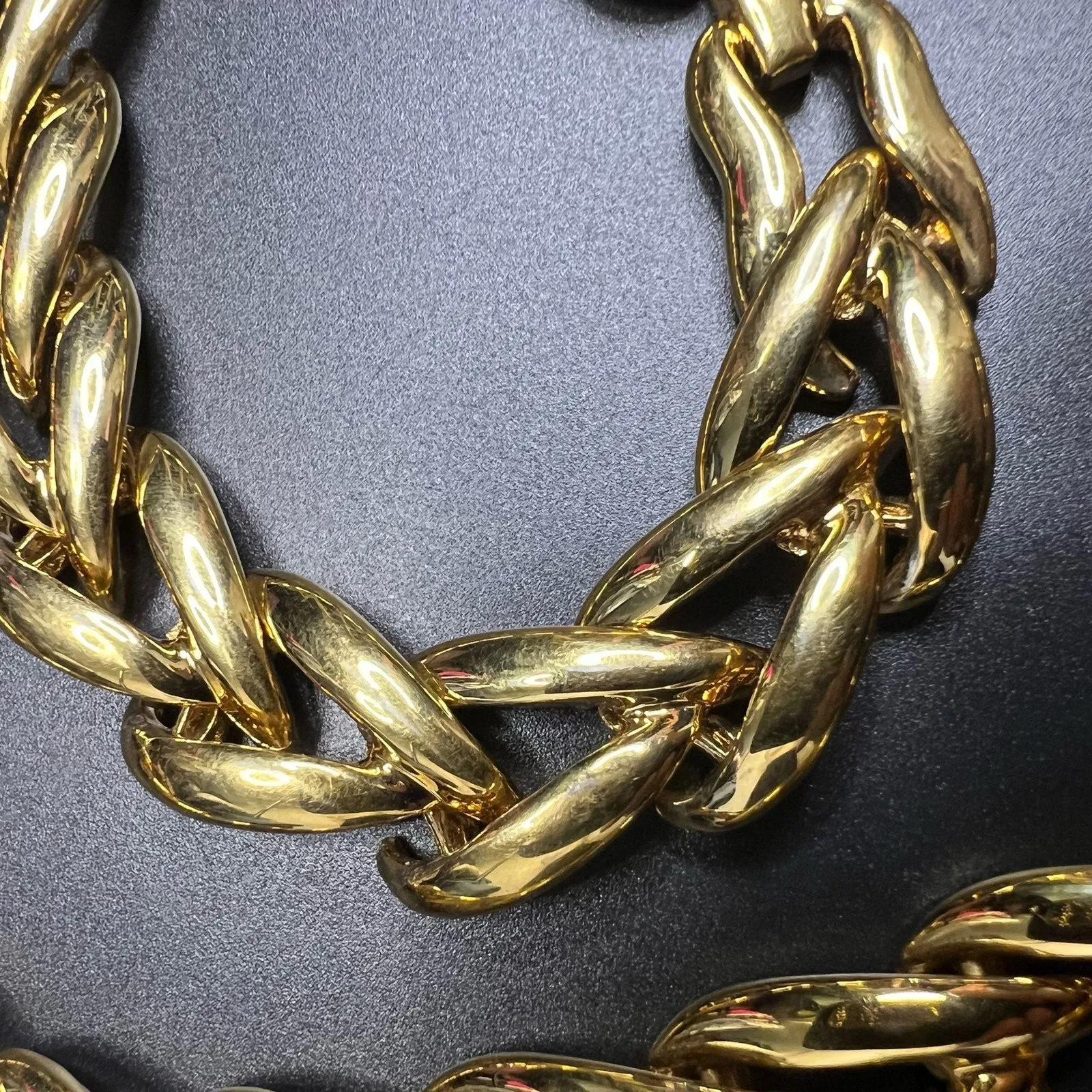 Vintage Napier Gold Tone Chucky Chain Chocker Necklace Bracelet Set - Image 7