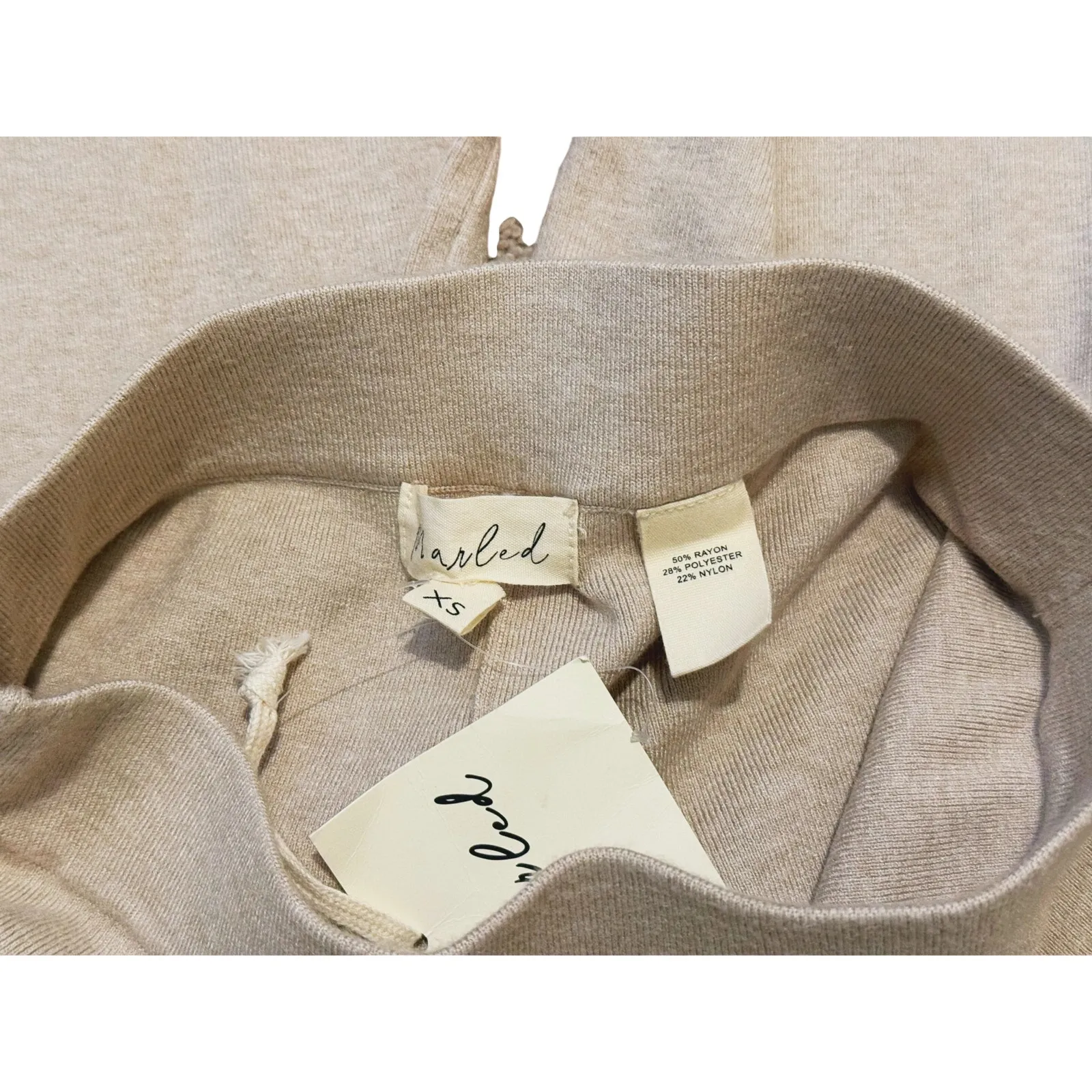 NWT Marled Minimalist Wide Leg Lounge Pants XS Soft Cozy Quiet Luxury Neutral Tan - Image 6