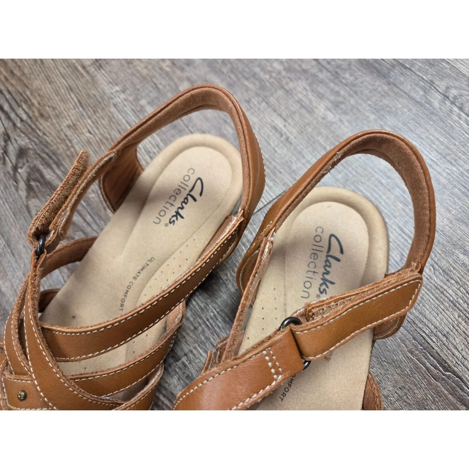 Clarks Elizabeth Sea Fisherman Sandal Women's Leather Brown Size 7.5 Shoes - Image 3