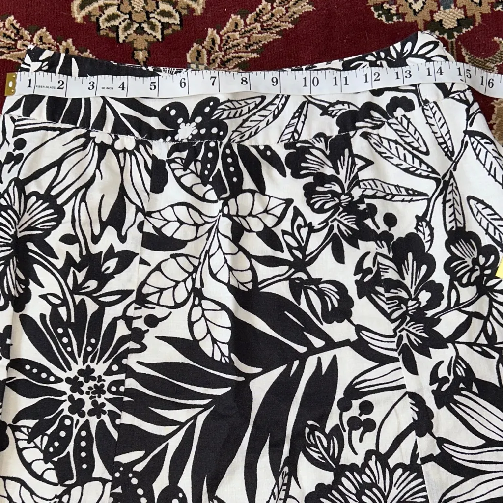 GAP Black and White Floral‎ A-Line Mini Skirt Linen/Cotton Size 4 - Image 6