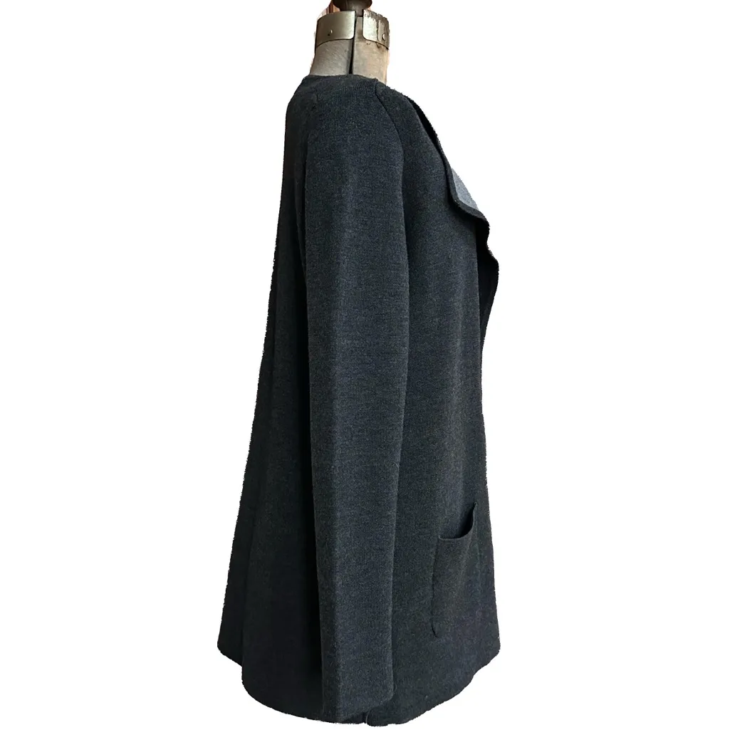 Catherine Malandrino  Woolen blend button-down long knit cardigan 2 front pockets - Image 3