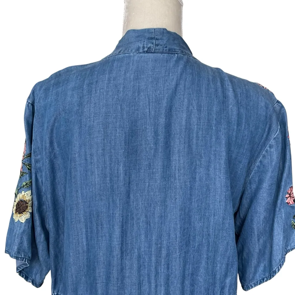 Style & Co. Chambray Embroidered Kimono Cardigan Duster Women’s Size S Floral - Image 7