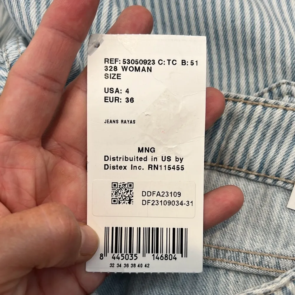 Mango denim Light Blue striped Culotte cropped/mid waist jeans size 4. NWT! - Image 7