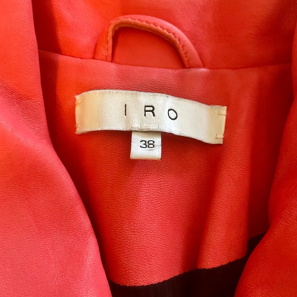 IRO  Vibrant Orange Leather Jacket - Image 4