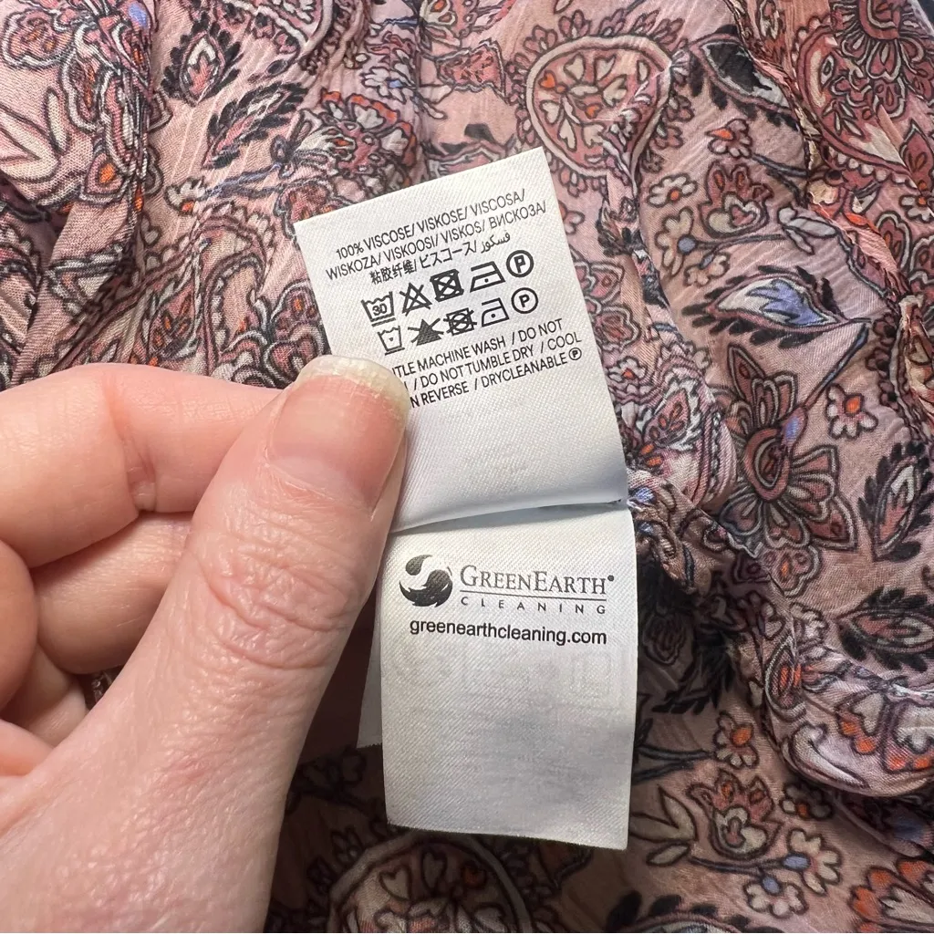 Boden Ruffle Open Back Blouse Paisley Swing Top Women’s‎ Size 8 Pink Bohemian - Image 7