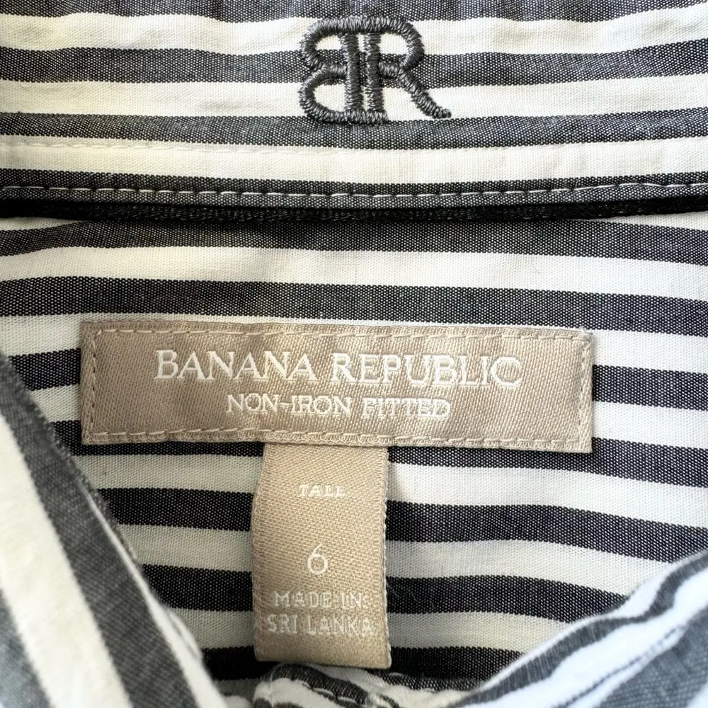 Banana Republic Shirt Womens Preppy Striped Office Career Non Iron Workwear 6 T - Image 4