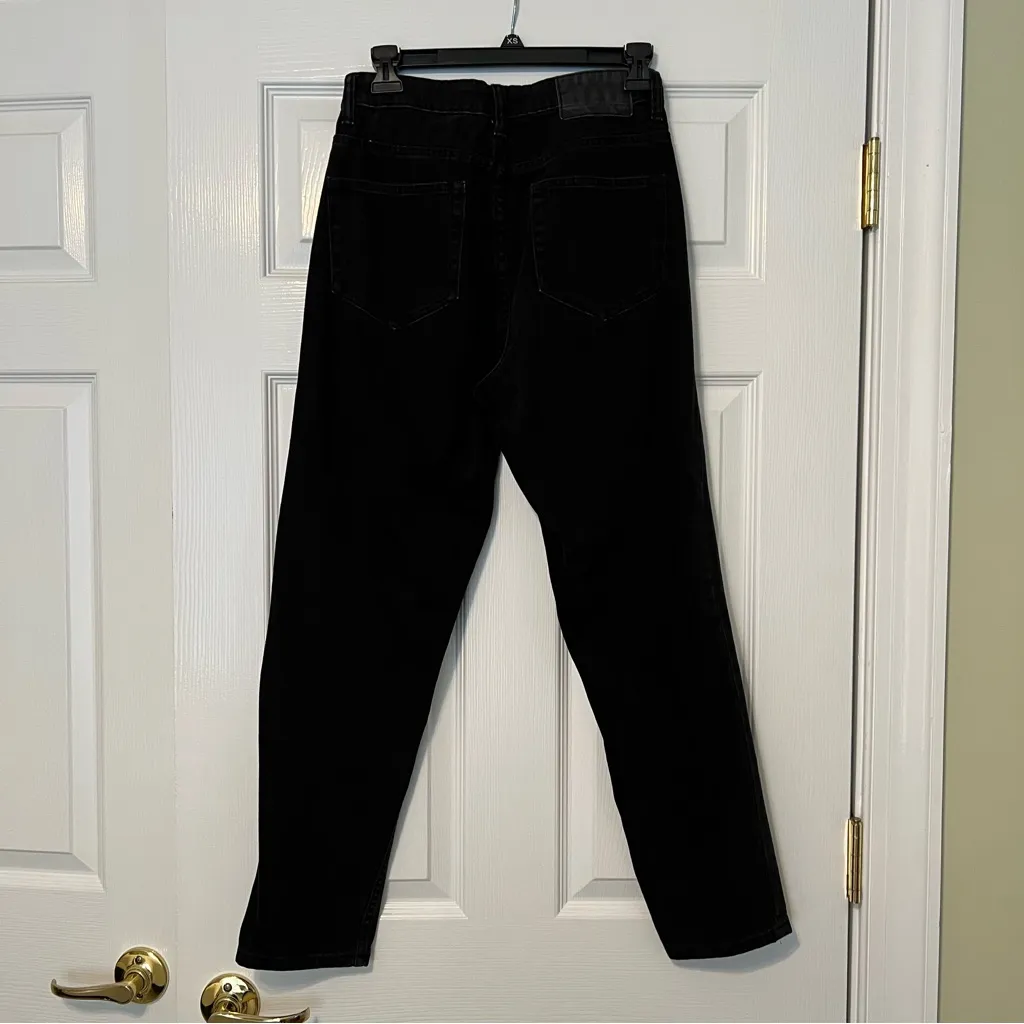 ZARA black jeans cotton high rise tapered leg 4 - Image 3