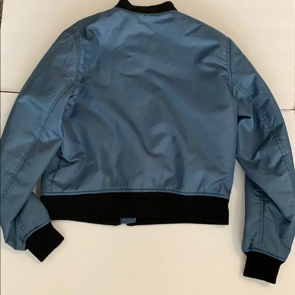 Kendall and Kylie blue jacket coat medium M black trim - Image 4