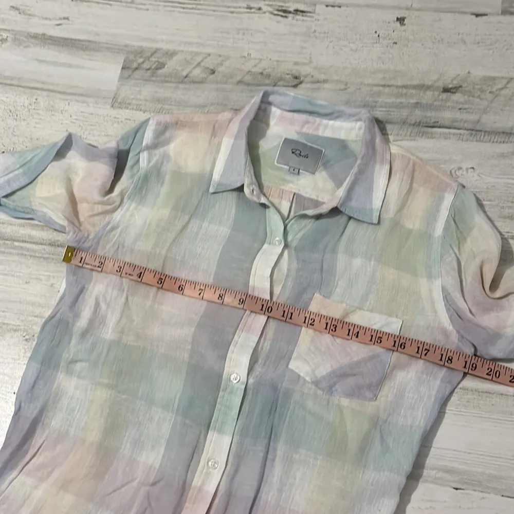 Rails Charli Pastel Buffalo Linen Blend Button Down Size S - Image 9
