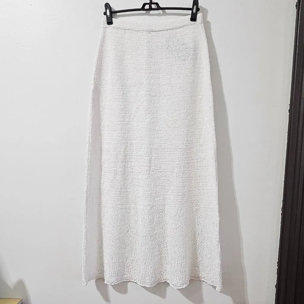Massimo Dutti Cotton blend knit midi skirt - White - Women's Size S - 5213/570 - Image 2